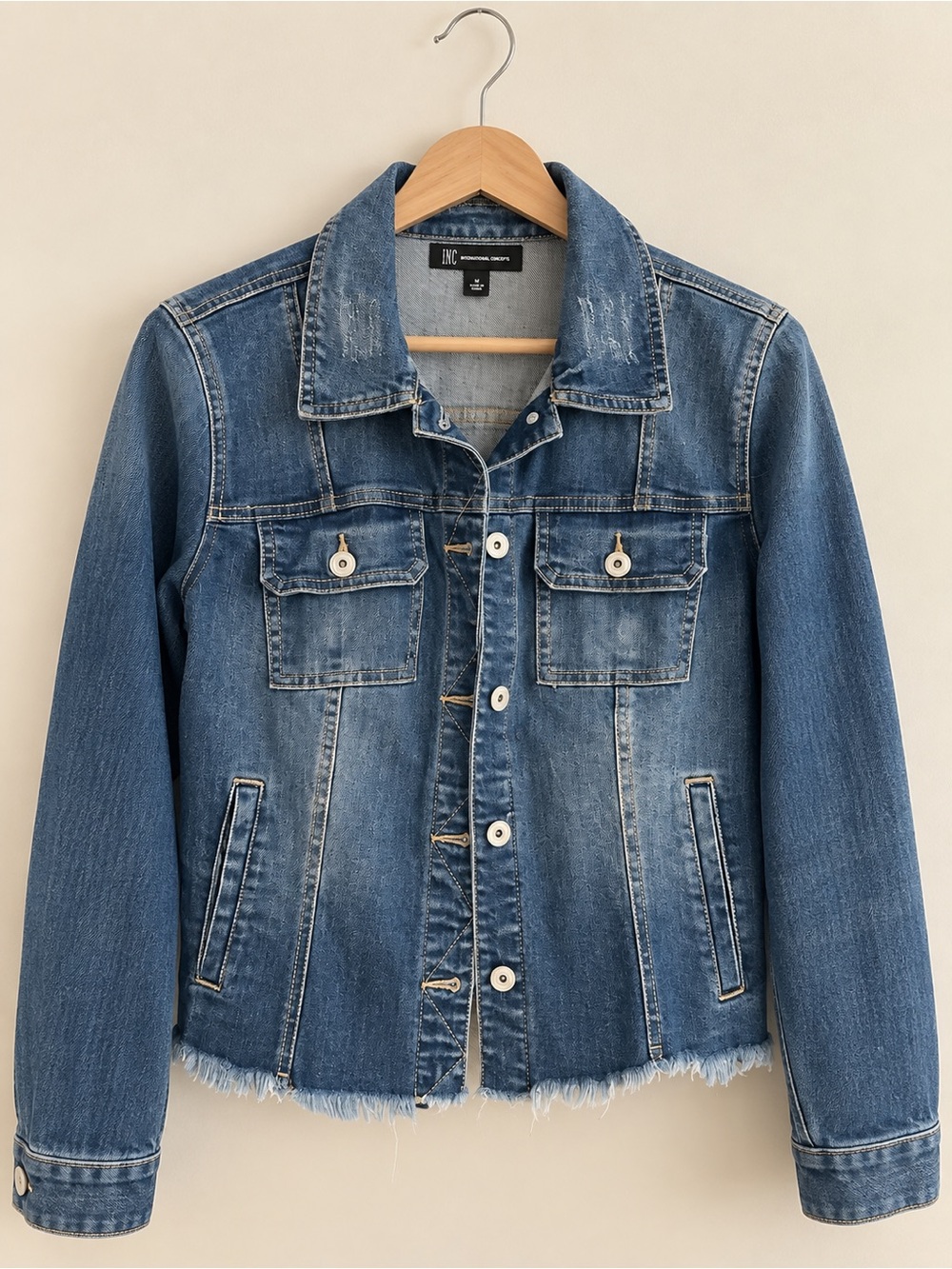 Blue Distressed Denim Jacket